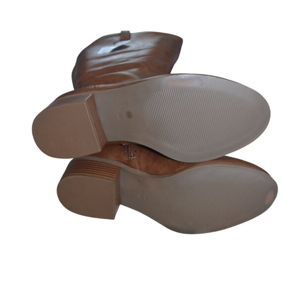 New Torrid Camel Brown Faux Leather Wide Calf Riding Boots Women's Size 10W Boho - Picture 5 of 6